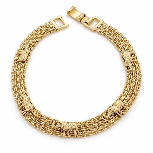 Gold Elephant Charm Bracelet - Picture 1 of 4